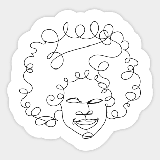 Curly hair girl outline Sticker